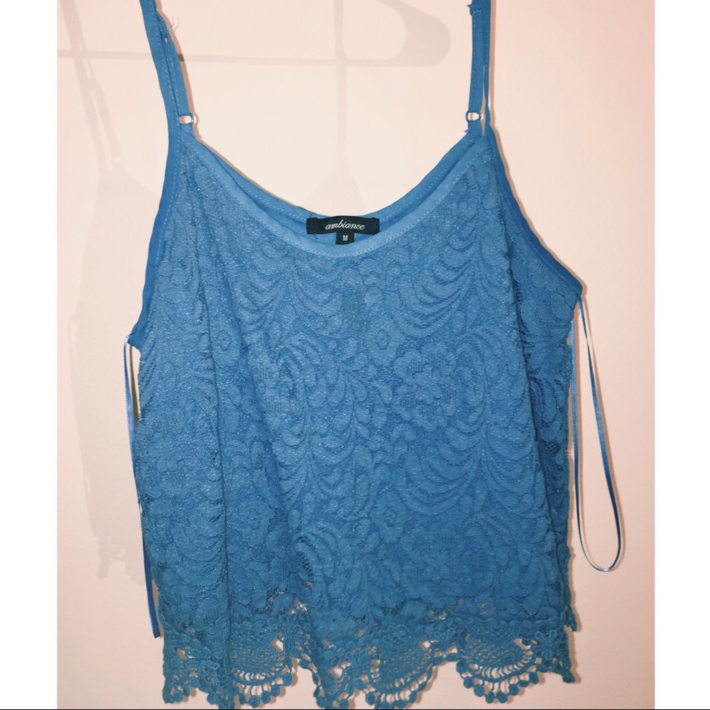 WetSeal Flowy Crochet Crop Top in Navy